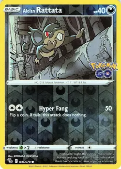 Alolan Rattata 041/078 - REVERSE HOLO - Pokemon GO - NM - Image 1
