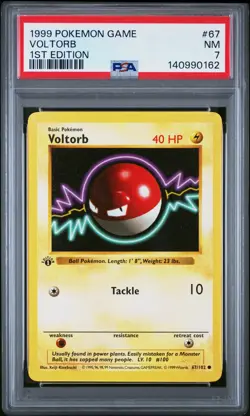 1999 POKEMON BASE SET 1ST EDITION #67 VOLTORB PSA 7 - Image 1