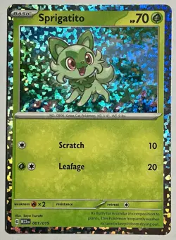 Sprigatito 001/015 (HP) Holo Rare Scarlet & Violet: McDonald’s Promo 2024 TCG - Image 1