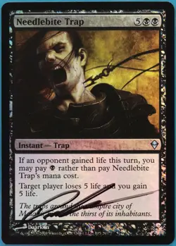 Needlebite Trap FOIL Zendikar NM Black Uncommon SIGNED CARD (409494) ABUGames - Image 1