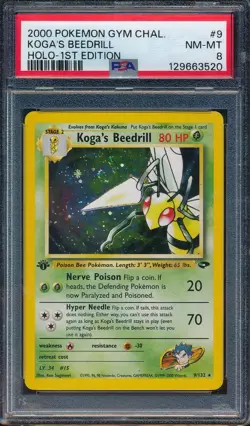 2000 Pokemon Gym Challenge 9 Koga's Beedrill Holo 1st Edition PSA 8 - SWIRL 3520 - Image 1