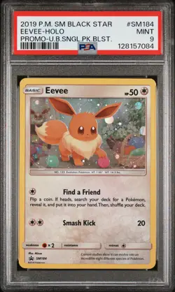 2019 POKEMON SM BLACK STAR PROMO #SM184 EEVEE-HOLO PSA 9 - Image 1