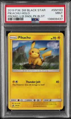 2019 POKEMON SM BLACK STAR PROMO #SM183 PIKACHU-HOLO PSA 9 - Image 1