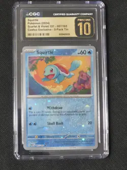 CGC 10 Pristine Squirtle 007/165 Reverse Cosmo Holo Costco Exclusive 151 Pokemon - Image 1