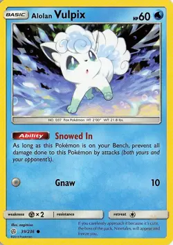 Alolan Vulpix 39/236 Cosmic Eclipse Common Pokemon NM - Image 1