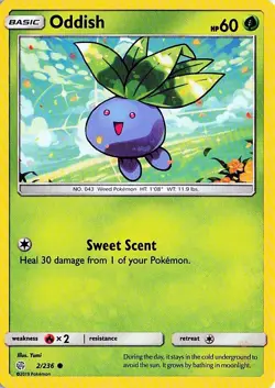 Oddish 2/236 Cosmic Eclipse Common Pokemon NM - Image 1