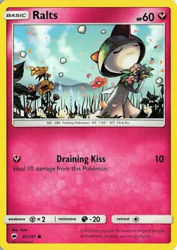 Ralts 91/147 Burning Shadows Pokemon NM - Image 1