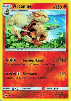 Arcanine 22/149 REVERSE HOLO SM Base Set NM - Image 1