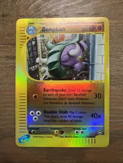 Donphan 7/147 Aquapolis Reverse Holo Rare Pokemon Card 2002. NM - Image 1