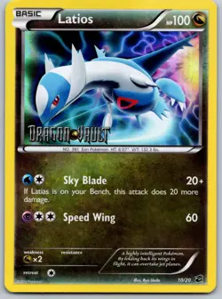 Latios 10/20 BW Dragon Vault Holo Reverse Rare Promo Stamped Pokemon Card TCG LP - Image 1