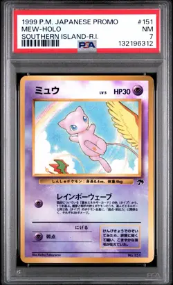 1999 P.M. Pocket Monsters Pokemon Japanese Promo Mew HOLO Southern Island PSA 7 - Image 1