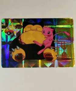 Mew Snorlax Pikachu Pocket Monsters Anime Collection Vending Prism Holo 1998 - Image 1