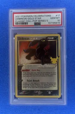 Pokemon Umbreon Gold Star 17/17 Celebrations Classic Collection Holo PSA 10 GEM - Image 1