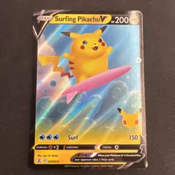 Surfing Pikachu V 008/025 Celebrations Holo Pokemon MJ - Image 1