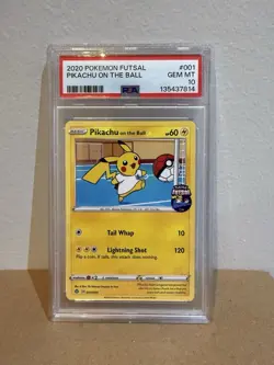 Pikachu On The Ball PSA 10 GEM MT Pokemon Futsal Football 2020 001/005 Promo - Image 1