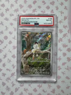 Pokemon TCG Meowth IR 106/094 Phantasmal Flames PSA 8 - Image 1