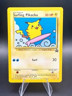 Surfing Pikachu Promo 28 Black Star Promo WOTC Vintage Pokemon NM/LP 🌊 - Image 1