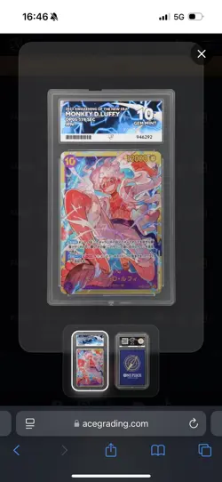 One Piece TCG- Monkey D Luffy OP05-119 SEC - Graded ACE 10 Japanese - Image 1