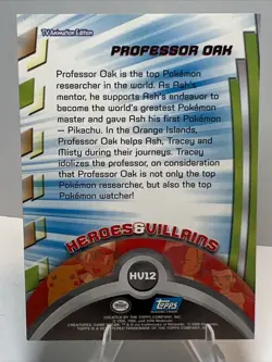 Professor Oak 2000 Pokemon Topps #HV12 Series 3 Heroes & Villains Card - Image 2