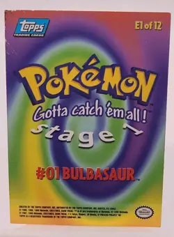 Topps Pokemon Gotta Catch'em All Card Bulbasaur 01 E1 of 12 Foil - Image 2