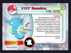 SEADRA #117 CROMO / CARD COLECCION POKEMON TRADING CARDS 1999-2000 TOPPS - Image 2
