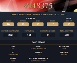 Umbreon Gold Star ACE 10 Pokemon Card Celebrations 17/17 Classic Collection 2021 - Image 3
