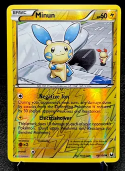 Minun 40/108 LP Reverse Holo Cute Airplane Plusle on the Tarmac Pokemon Card! - Image 1