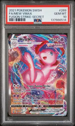 2021 POKEMON SWORD & SHIELD FUSION STRIKE SECRET #269 FULL ART/MEW VMAX PSA 10 - Image 1