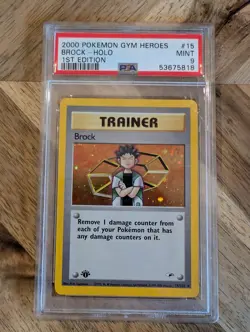 2000 POKEMON GYM HEROES 1ST EDITION #15 BROCK-HOLO PSA 9 MINT - Image 1