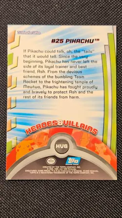 Pikachu #25 HV6 - Pokemon 2000 Topps TV Heroes & Villians - Blue Logo - LP - Image 3
