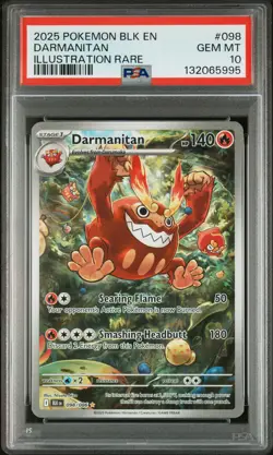 2025 POKEMON BLK EN-BLACK BOLT ILLUSTRATION RARE #098 DARMANITAN PSA 10 - Image 1