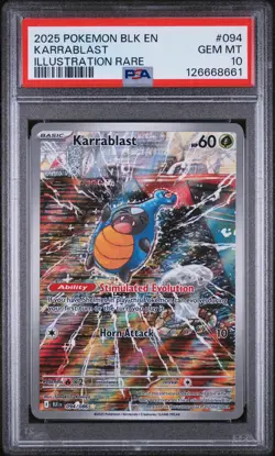 2025 POKEMON BLK EN-BLACK BOLT ILLUSTRATION RARE #094 KARRABLAST PSA 10 - Image 1