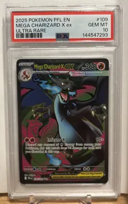 2025 POKEMON PHANTASMAL FLAMES #109 MEGA CHARIZARD X EX PSA 10 - Image 1
