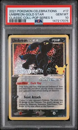 2021 POKEMON CELEBRATIONS CLASSIC COLLECTION #17 UMBREON-GOLD STAR PSA 10 - Image 1