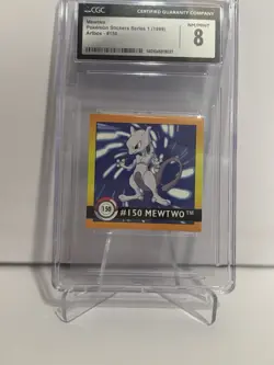 CGC NM/MINT 8 Mewtwo #150 Pokemon Artbox Stickers Series 1 1999 - Image 1