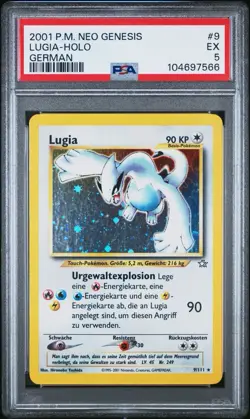 GERMAN!! 2001 POKEMON GERMAN NEO GENESIS #9 LUGIA-HOLO GERMAN PSA 5 - Image 1