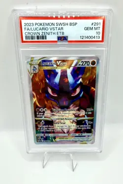 2023 Pokemon Crown Zenith ETB Lucario VSTAR SWSH291 Black Star Promo PSA 10 - Image 1