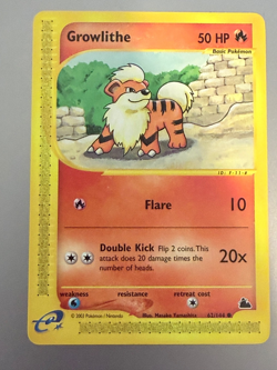 Pokemon Growlithe 62/144 Skyridge (2003) – Near Mint – NEVER Played – e‑Reader - Image 1