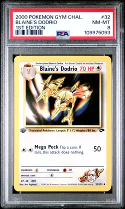 Pokemon TCG Blaine'S Dodrio Pokemon Gym Challenge 32 PSA 8 - Image 1