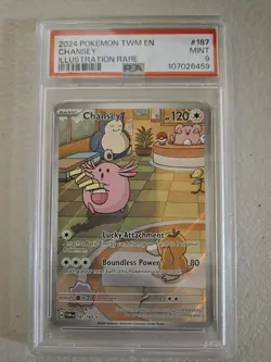PSA 9 MINT Chansey Twilight Masquerade Illustration Rare 2024 Pokemon 187/167 - Image 1
