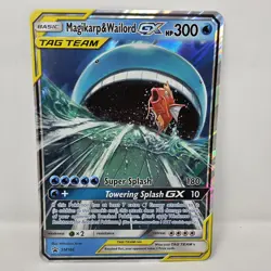 Pokemon Magikarp & Wailord GX Tag Team SM166 Holo Black Star Promo Jumbo Card - Image 1