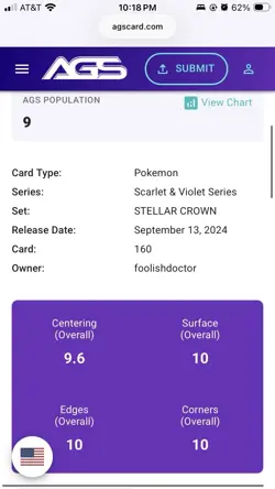 CGC 10 Dachsbun ex 160/142 Pokemon Stellar Crown Ultra Rare Holo Full Art - Image 4