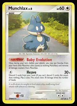 Munchlax 33/130 Rare Diamond and Pearl Pokemon Card - Image 1
