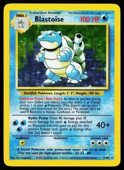 Blastoise 2/102 Holo Rare Base Set Unlimited Pokemon Card - Image 1