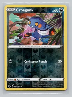 Reverse Holo Croagunk #165/264 Common SWSH08: Fusion Strike Pokemon - Image 1