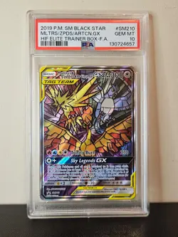 Pokemon TCG Black Star Promo - Moltres Zapdos Articuno GX Tag Team SM210 PSA 10 - Image 1