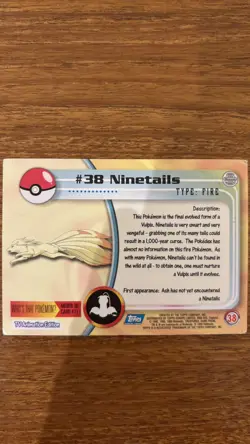 Ninetales 38 Topps 1999 TV Animation Edition Black Label Non Holo Pokemon TCG LP - Image 2