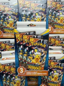 Pokemon TCG Scarlet & Violet Surging Sparks 3‑Pack Booster Blister – Sealed - Image 1