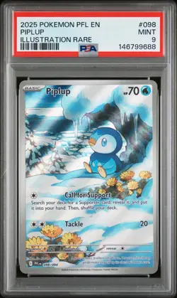 Pokemon Piplup 098/094 Phantasmal Flames Illustration Rare Holo EN PSA 9 2025 - Image 3