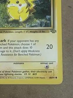 1999 Pokemon Jungle 1st Edition Pikachu #60/64 - Image 4